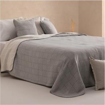 Colcha Zanzi reversible a cuadros y rayas