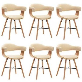 Conjunto de 6 Sillas de Comedor en Cuero Sintético y Madera