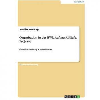 Organisation in der BWL. Aufbau, Abläufe, Projekte: Überblick Vorlesung 3. Semester BWL