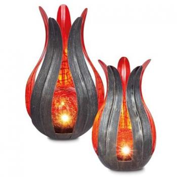 Lilie‑Solarleuchte 2er-Set Rot – Esotec – Ø 12 & 15 cm Outdoor – 103111