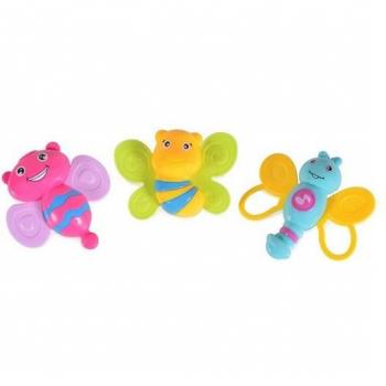 Moni Baby‑Rassel Trio: Greifling, Beißring und bunte Tierfiguren – K999 107B