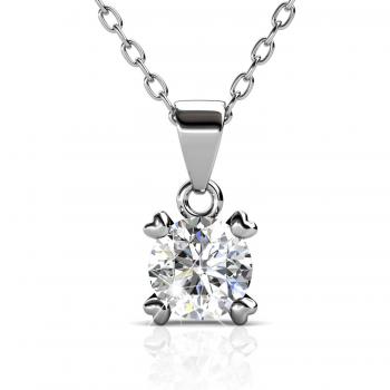 Collier Femme BlingGem Or Blanc Plaqué Pendentif Solitaire 18