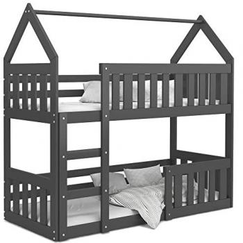 Mini Cabane à Lits 90x190 Gris – Sommiers Fourni