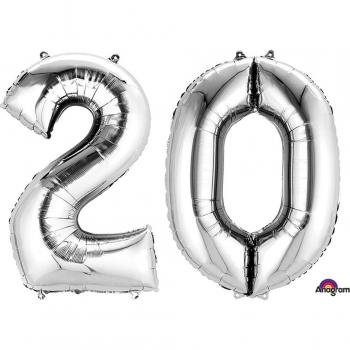 Anagram International 3386801 Folienballon mit Zahlen, 86,4 cm, silberfarben