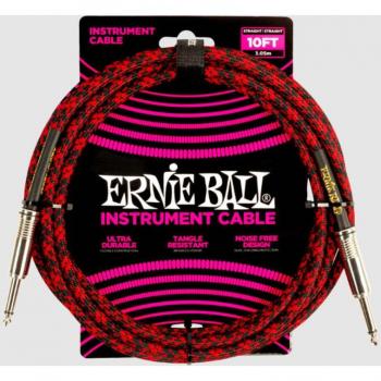 Cable Ernie Ball para Instrumentos 3m Rojo y Negro