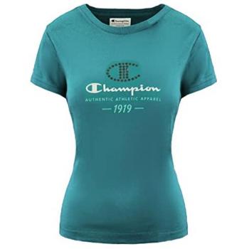 Champion Damen Aqua T-Shirt Graphic Blaugrün L
