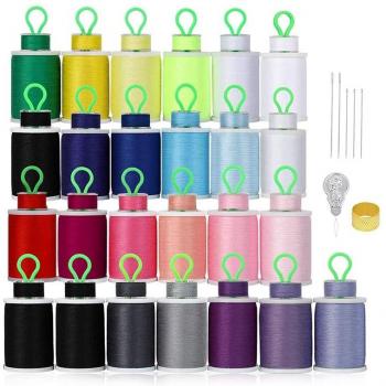 Hilos de coser en 21 colores, 50 bobinas de algodón prebobinadas