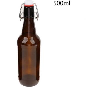 Botellas de vidrio ámbar para cerveza con cierre de balancín