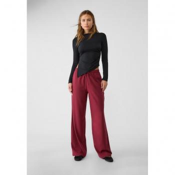 Stradivarius Sophisticated Flowing Pants Dark Red L