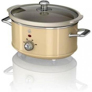 Swan Retro Cream Slow Cooker with Keep Warm Function