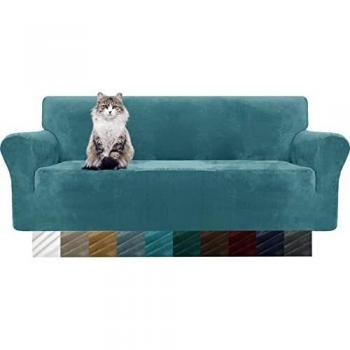 Housse de canapé en Peluche (3 Places, Bleu Paon)