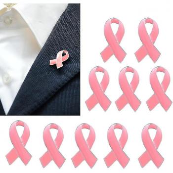 Broche de 10pcs: Conciencia del Cáncer, Cinta Rosa en Metal