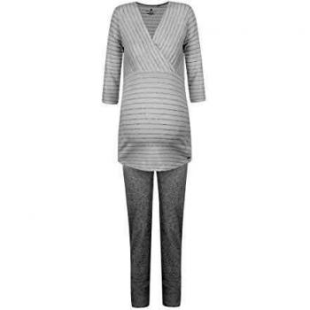 Bellybutton Schwangerschafts-Pyjama Set, T-Shirt 1/1 Arm + Hose, Grau
