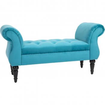 Panca Fondoletto Azzurra Rétro Imbottita con Braccioli 117 x 40 x 58cm