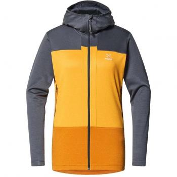 Cappotto da trekking Haglöfs ROC Flash Mid (giallo/grigio scuro) donna L – pile con cappuccio