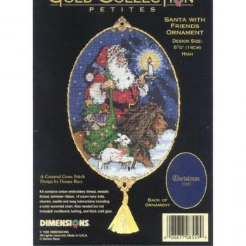 Kreuzstich Projektset: Weihnachtskrippe Santa mit Freunden, Schneemann & Hirsch Ornament