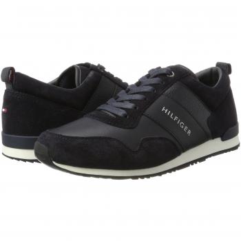 Sneakers Tommy Hilfiger Iconic in Pelle e Suede Blu Marino per Uomo