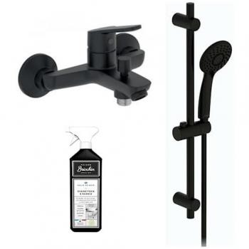Ducha de baño con mezclador Jacob Delafon Aimé negro + limpiador