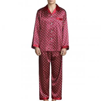 Set de pijamas de satén para hombre en color rojo