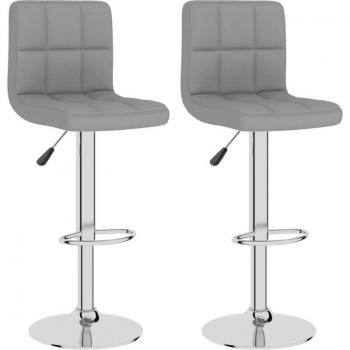 Lot de 2 tabourets de bar en tissu gris clair
