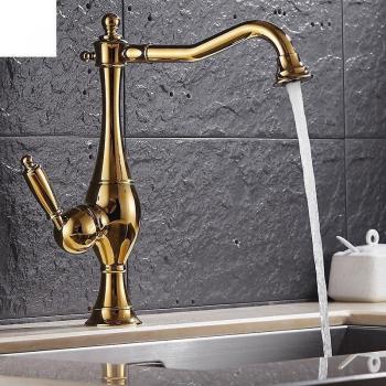 Mitigeur d’évier à design rétro et revêtement or