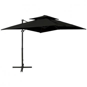 Abri de Soleil Duo-Toit 250 cm x 250 cm Noir – vidaXL