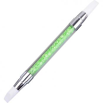 Lápiz de doble punta para uñas, Nail Art, acrílico, silicona, punta de flor, acero inoxidable, 1 unidad