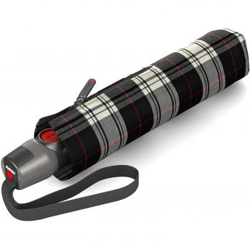 Knirps T.200 Duomatic Check Taschenschirm – Futteral im Schirmdesign, kompakt und zuverlässig