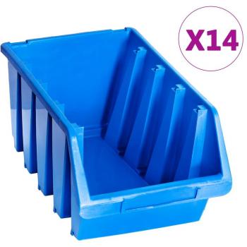 14-Pack Blue Plastic Stacking Storage Bins