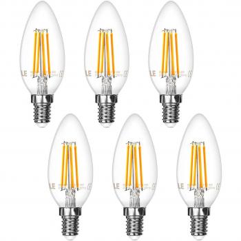 Vintage Warm White LED Candles – 40 W Equivalent, 400 lm, E14 Base – Pack of Six