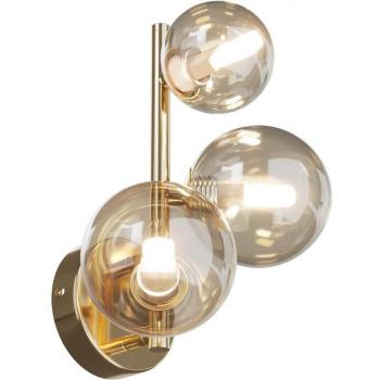 Applique Moderna Dallas 3 Luci Metallo Oro con Diffusori Cognac G9