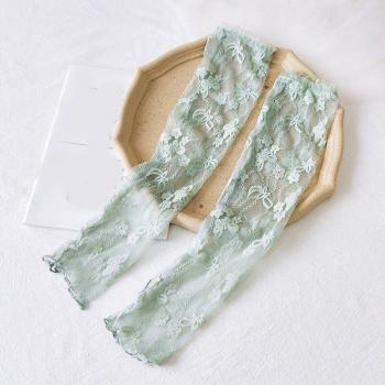 Manguito de malla de encaje transparente para mujer