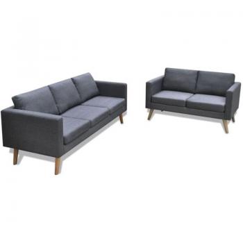Set Divano Composto da Moduli a 2 e 3 Posti in Grigio