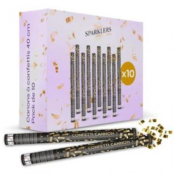 Feuilles dorées « Rêve Nuptial » – Kit 10‑canons lanceur confettis – 40 cm