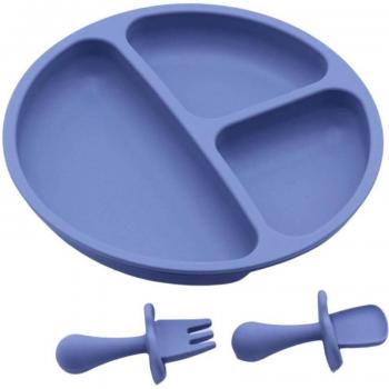 Kids' Dinnerware Set with Fork, Spoon, and Three-Grid Plate