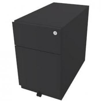 BISLEY Rollcontainer Note™, 1 Hängeregistratur, 1 Universalschublade, anthrazitgrau