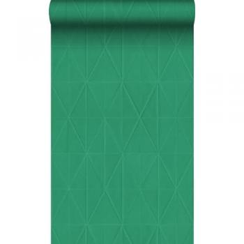 Papier peint vert à motifs géométriques