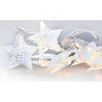 Solight 1V224 LED řetěz vánoční hvězdy, kovové, bílé, 10LED, 1m, 2x AA, IP20