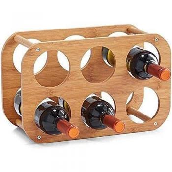 Bambus Weinregal, 6 Flaschen Kapazität, 38 x 16 x 24 cm, elegantes Design