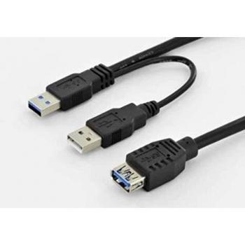 Digitus USB 3.0 Y-Adapter Cable 2xA Male/Male/Female 0.3m