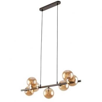 Lustre Contemporain Métal Verre Fumé H : Max. 153 Cm Marron Ambre G9