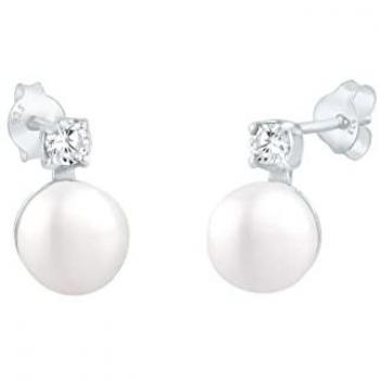 Orecchini a perno Elli con zirconia e perla d'acqua dolce