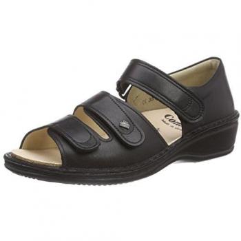 Finn Comfort Usedom, Damen Knöchelriemchen Sandalen, Schwarz (Schwarz), 42 EU