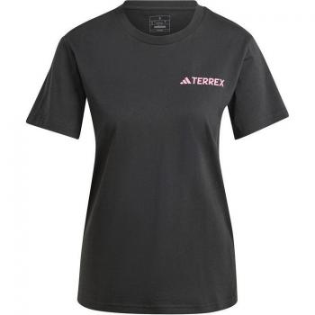 Camiseta Senderismo Mujer Adidas Negra con Gráficos