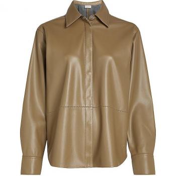 Calvin Klein Jeans Damen Overshirt in Lederoptik Oliv Größe S