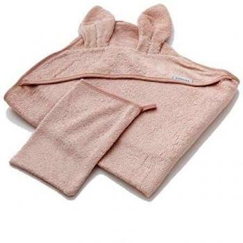 Asciugamano con Cappuccio e Guanto Bagno Duo Pink