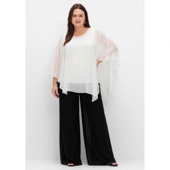 Sheego Weite Chiffon‑Lagenhose – schwarz, 40, gefüttert