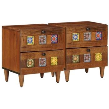 Cabinet de nuit à deux compartiments, couleur marron – 40×33,5×46 cm (vidaXL)