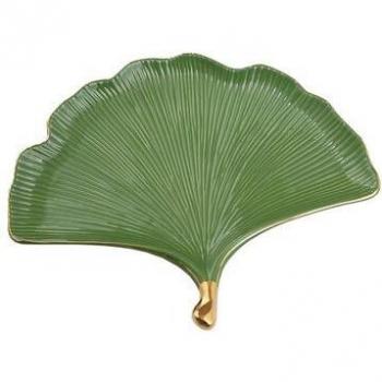 Nordic Green Gold Ceramic Plate