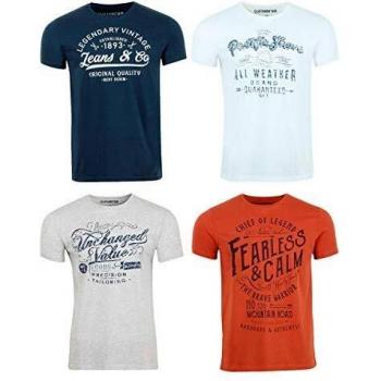 Riverso RIVLeon Lot de 4 t-shirts col rond manches courtes 100% coton taille M